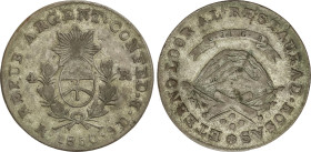 World Coins
4 Reales. 1850-RB. LA RIOJA. 13,34 grs. AR. Pátina. KM-20. MBC.