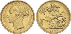 World Coins
Sovereign. 1884-M. VICTORIA. MELBOURNE. 7,93 grs. AU. (Leves rayitas). Fr-16; KM-7. MBC.