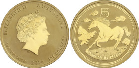 World Coins
100 Dollars. 2014-P. ELIZABETH II. PERTH. 31,10 grs. AU (999). Año del Caballo. Tirada: 6.000 piezas. ESCASA. KM-2105. PROOF.