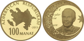 World Coins
100 Manat. 2013. 31,21 grs. AU. Presidente Heydar Aliyev (1923-2003). Tirada máxima: 3.000 piezas. En lujoso estuche original con certifi...