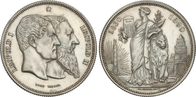 World Coins
5 Francs. 1880. LEOPOLD I y II. 24,95 grs. AR. 50 aniversario Indep...