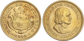 World Coins
10 Colones. 1900. 7,76 grs. AU. (Levísimos golpecitos). Leve pátina irregular. Fr-20; KM-140. EBC/EBC+.
