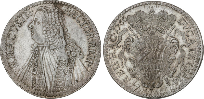 World Coins
Tallero. 1766-GA. RAGUSA (Dubrovnik). 28,43 grs. AR. Leve pátina. (...