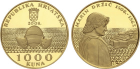 World Coins
1.000 Kuna. 2008. 7,04 grs. AU. Dramaturgo Marin Drzic. En estuche original con certificado. Tirada máxima: 2.000 piezas. ESCASO. Fr-20; ...