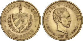 World Coins
10 Pesos. 1916. 16,69 grs. AU. José Martí. (Leves golpecitos). Fr-3; KM-20. EBC.