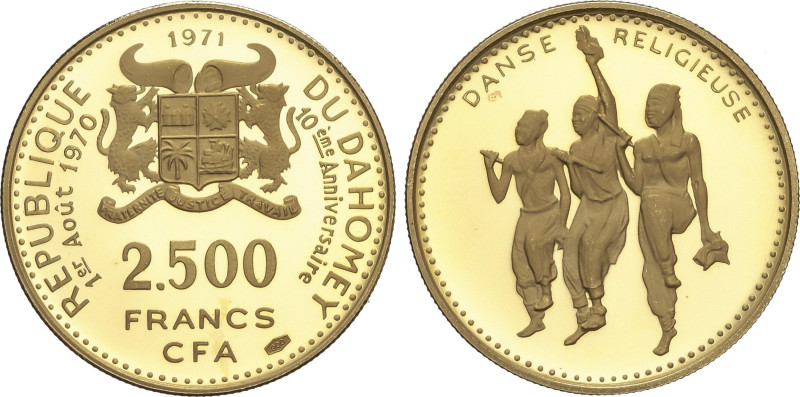 World Coins
2.500 Francs. 1971. 8,85 grs. AU. Danza religiosa: 3 danzantes. Tir...