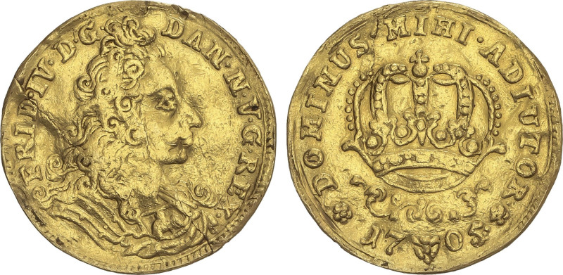 World Coins
1 Ducat. 1705. FREDERIK IV. Rev.: Corona en reverso. 3,35 grs. AU. ...