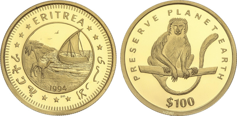 World Coins
100 Dollars. 1994. 6,21 grs. AU. Especies en peligro: Colobus Monke...