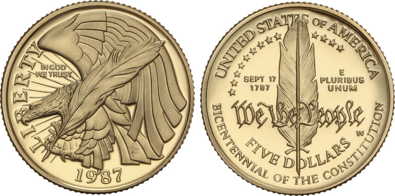 World Coins
5 Dollars. 1987. 8,36 grs. AU. Bicentenario de la Constitución. Fr-...