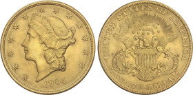 World Coins
20 Dollars. 1904. 33,37 grs. AU. Coronet Head. (Leves rayitas). Fr-177; KM-74.3. EBC-/EBC.