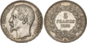 World Coins
5 Francs. 1852-A. LOUIS NAPOLEON BONAPARTE. PARÍS. 24,86 grs. AR. (Pequeños golpecitos). KM-773.1. EBC-.