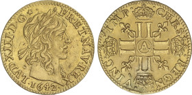 World Coins
1/2 Louis d´Or. 1642-A. LOUIS XIII. PARIS. 3,3 grs. AU. Contemporánea de la Guerra dels Segadors. Fr-411; Gad-57; KM-125. EBC.