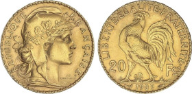 World Coins
20 Francs. 1909. III REPUBLIQUE. 6,44 grs. AU. Gallo. Fr-596a; KM-857. EBC+.