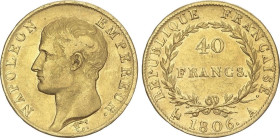 World Coins
40 Francs. 1806-A. NAPOLEON EMPEREUR. PARIS. 12,81 grs. AU. Restos de brillo original. Fr-481; KM-675.1. MBC+.
