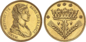World Coins
Medalla Maria Antonieta. S/F. Anv.: Busto a derecha. Rev.: Corona, debajo espigas y hojas de roble. 5,88 grs. AU (700). EBC+.