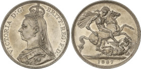 World Coins
Crown. 1887. VICTORIA. 28,21 grs. AR. (Leves golpecitos). Bonita pieza, pequeños restos de brillo original. KM-765; Spink-3921. EBC+.