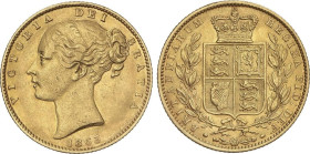 World Coins
Sovereign. 1863. VICTORIA. 7,95 grs. AU. (Leves rayitas en anverso). Fr-387e; KM-736.1. MBC+.