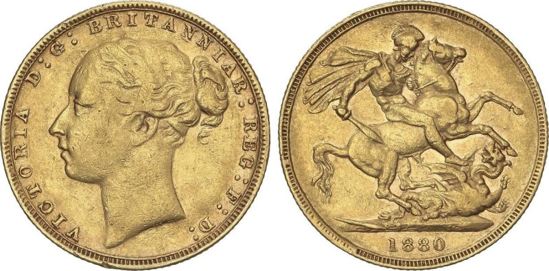 World Coins
Sovereign. 1880. VICTORIA. 7,94 grs. AU. Sin iniciales del ensayado...