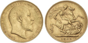 World Coins
Sovereign. 1905. EDWARD VII. 7,95 grs. AU. Fr-401; KM-804. MBC+.