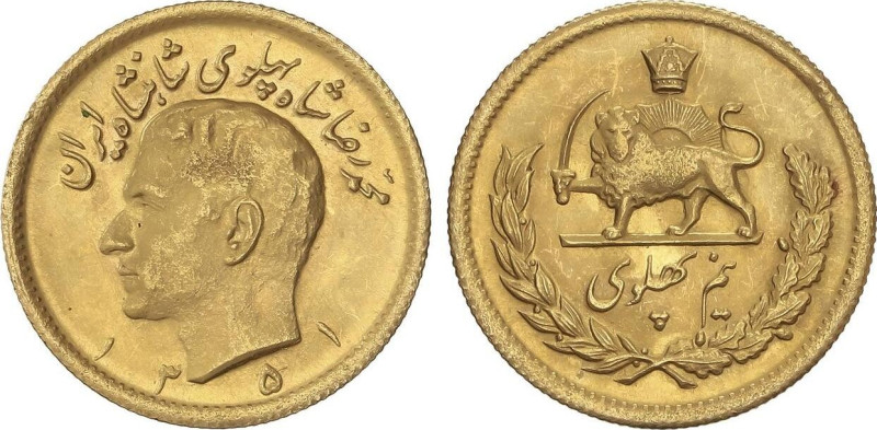 World Coins
1/2 Pahlavi. 1351 SH (1972). SHAH REZA PAHLAVI. 4,05 grs. AU. Fr-10...