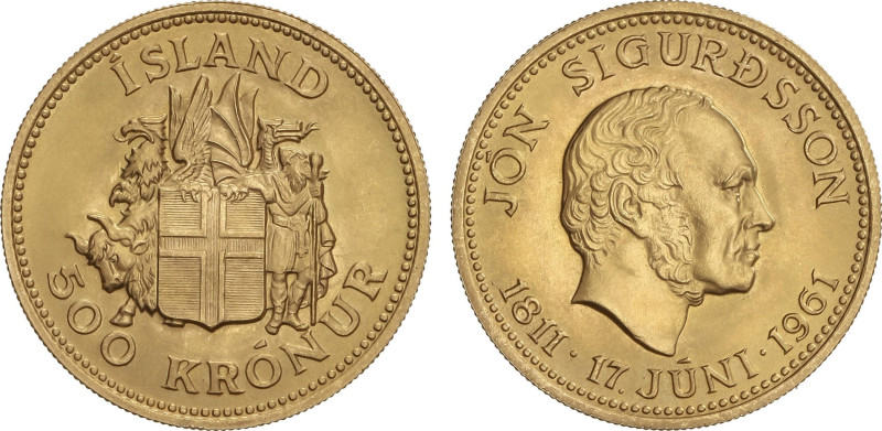 World Coins
500 Krónur. 1961. 8,97 grs. AU. 150 Aniversario Jón Sigurdsson. Tir...
