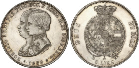 World Coins
5 Lire. 1858. ROBERTO I DE BORBÓN. PARMA. 24,95 grs. AR. Tirada máxima: 1.000 piezas. (Leves rayitas y golpecitos). Brillo original. MUY ...