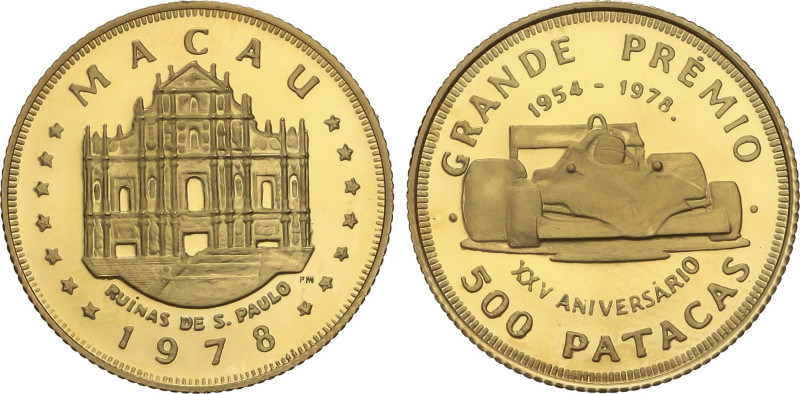 World Coins
500 Patacas. 1978. 7,94 grs. AU. 25 aniversario Gran Premio: Bólido...