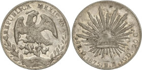 World Coins
8 Reales. 1875. MÉXICO. B.H. 26,95 grs. AR. Restos de brillo original. KM-377.10. EBC.