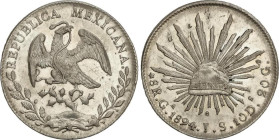 World Coins
8 Reales. 1894. GUADALAJARA. J.S. 27,08 grs. AR. Restos de brillo original. KM-377.6. EBC.