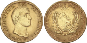 World Coins
8 Escudos. 1823. AGUSTÍN ITURBIDE. MÉXICO. J.M. 26,78 grs. AU. Imperio de Iturbide. Acuñación algo floja en reverso. (Limpiada). RARA. Fr...