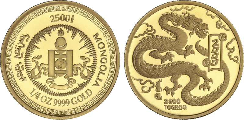 World Coins
2.000 Tugrik. 2000. 7,72 grs. AU. Año lunar del dragón. En estuche ...