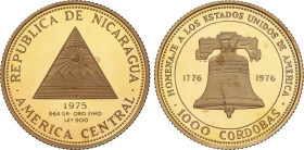 World Coins
1.000 Cordobas. 1975. 9,60 grs. AU. Homenaje a los Estados Unidos de América. Tirada máxima: 2.270 piezas. MUY ESCASA. Fr-3; KM-40. PROOF...