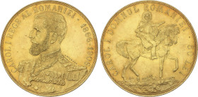 World Coins
50 Lei. 1906. CAROL I. 16,12 grs. AU. 40 Aniversario del Reinado. Restos de brillo original. (Leves rayitas). RARA. Fr-6; KM-39. EBC.