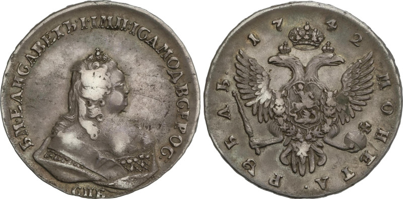 World Coins
Rouble. 1742-CПБ. ELISABETH. SAINT PETERSBURG. 25,60 grs. AR. Pátin...