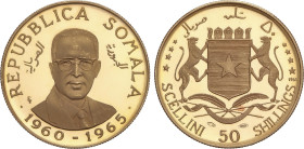 World Coins
50 Shillings. 1965. 7,08 grs. AU. 5º Aniversario independencia: Presidente Osman. Tirada máxima: 6.325 piezas. ESCASO. Fr-4; KM-11. PROOF...
