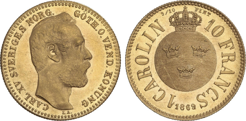 World Coins
1 Carolin (10 Francs). 1869. CARL XV. 3,21 grs. AU. (Leves marquita...