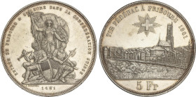 World Coins
5 Francs. 1881. FESTIVAL DE TIRO. FRIBOURG. 24,89 grs. AR. (Leves rayitas). KM-S15. EBC-.