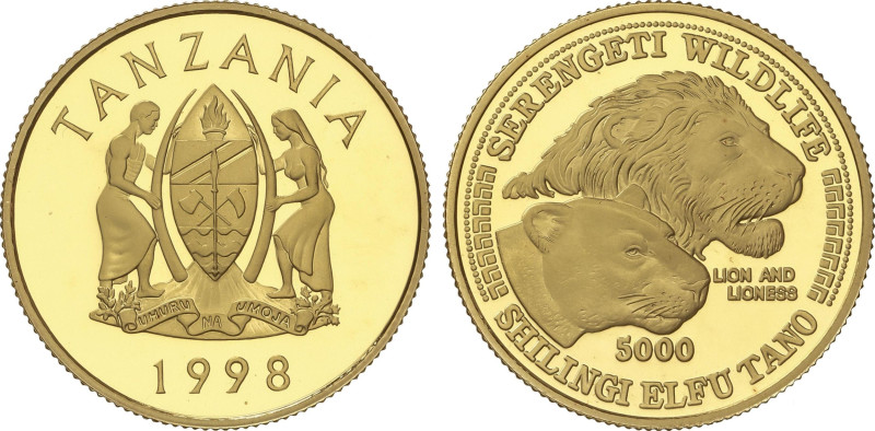 World Coins
5.000 Shilingi. 1998. 15,53 grs. AU. Vida salvaje del Serengeti: Ca...