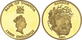 World Coins
12.000 Shillings. 2001. 6,24 grs. AU. Ilusión. Espiritú de la Montaña. Fr-17, KM-76. PROOF.