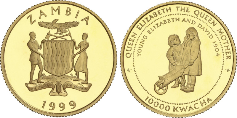 World Coins
10.000 Kwacha. 1999. Anv.: Reina Madre y su hermano David. 7,8 grs....