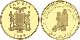 World Coins
10.000 Kwacha. 1999. Anv.: Reina Madre y su hermano David. 7,8 grs. AU. Fr-14. PROOF.