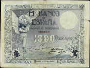 Spanish Banknotes
1.000 Pesetas. 10 Mayo 1907. Ángel. (Leves roturas y algo sucio, manchita). RARO. Ed-317. MBC.