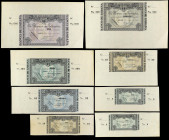 Spanish Banknotes
Serie 8 billetes 5 (2), 10, 25, 50, 100, 500 y 1.000 Pesetas. 1 Enero 1937. EL BANCO DE ESPAÑA. BILBAO. Todos con Matriz y sin nume...