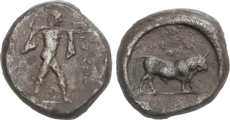 Ancient Greece
Estátera. 470-445 a.C. POSEIDONIA. LUCANIA. Anv.: Poseidón avanz...