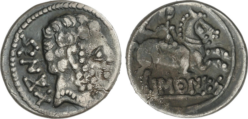 Celtiberian Coins
Denario. 120-20 a.C. BASCUNES (PAMPLONA). Anv.: Cabeza barbad...