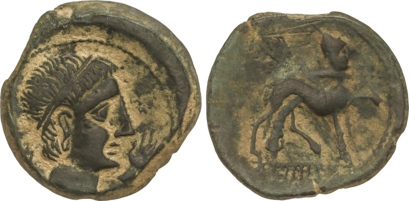 Celtiberian Coins
As. 180 a.C. CASTULO (CAZLONA, Jaén). Anv.: Cabeza masculina ...