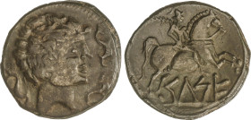 Celtiberian Coins
As. 120-50 a.C. CELSE (VELILLA DE EBRO, Zaragoza). Anv.: Cabeza masculina a derecha, rodeada por tres delfines. Rev.: Jinete con pa...