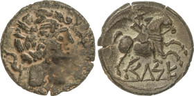 Celtiberian Coins
As. 120-50 a.C. CELSE (VELILLA DE EBRO, Zaragoza). Anv.: Cabeza masculina a derecha, rodeada por tres delfines. Rev.: Jinete con pa...