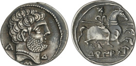 Celtiberian Coins
Denario. 120-20 a.C. TURIASO (TARAZONA, Zaragoza). Anv.: Cabeza grande barbada a derecha con letras ibéricas Ca, S y Tu. Rev.: Jine...