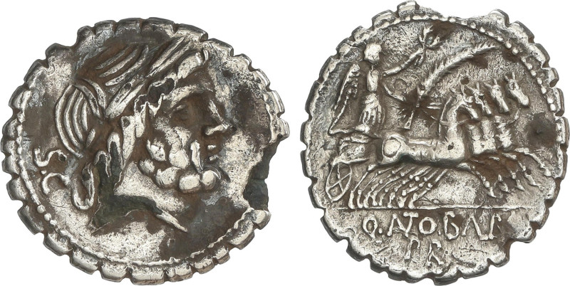 Roman Coins
Denario forrado. 83-82 a.C. ANTONIA. Q. Antonius Balbus. Anv.: Cabe...